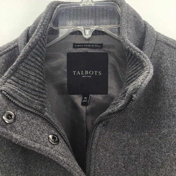 Talbot’s Sweater Sleeve Wool Jacket Coat Classic Winter Warm Gray Size 16P - Picture 4 of 11